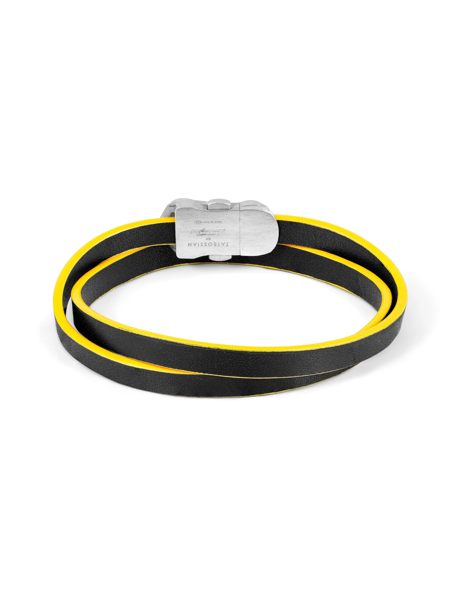 Double wrap leather bracelet with rhodium plated silver - Image 3