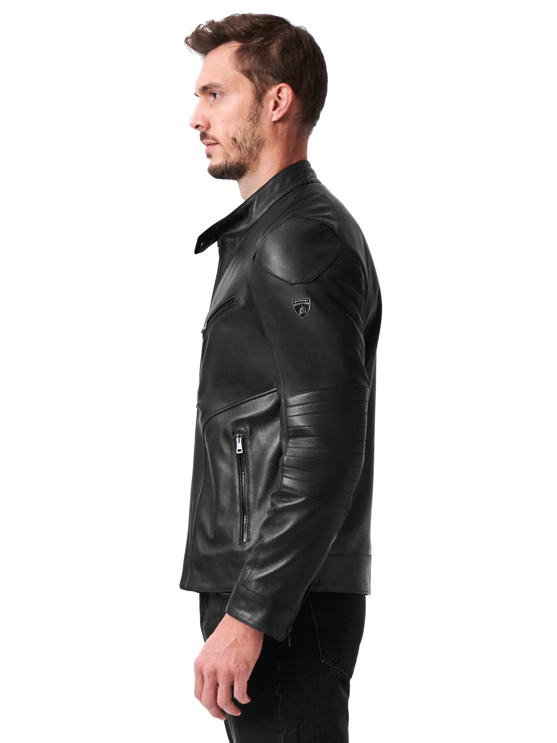 Leather biker jacket - Image 3
