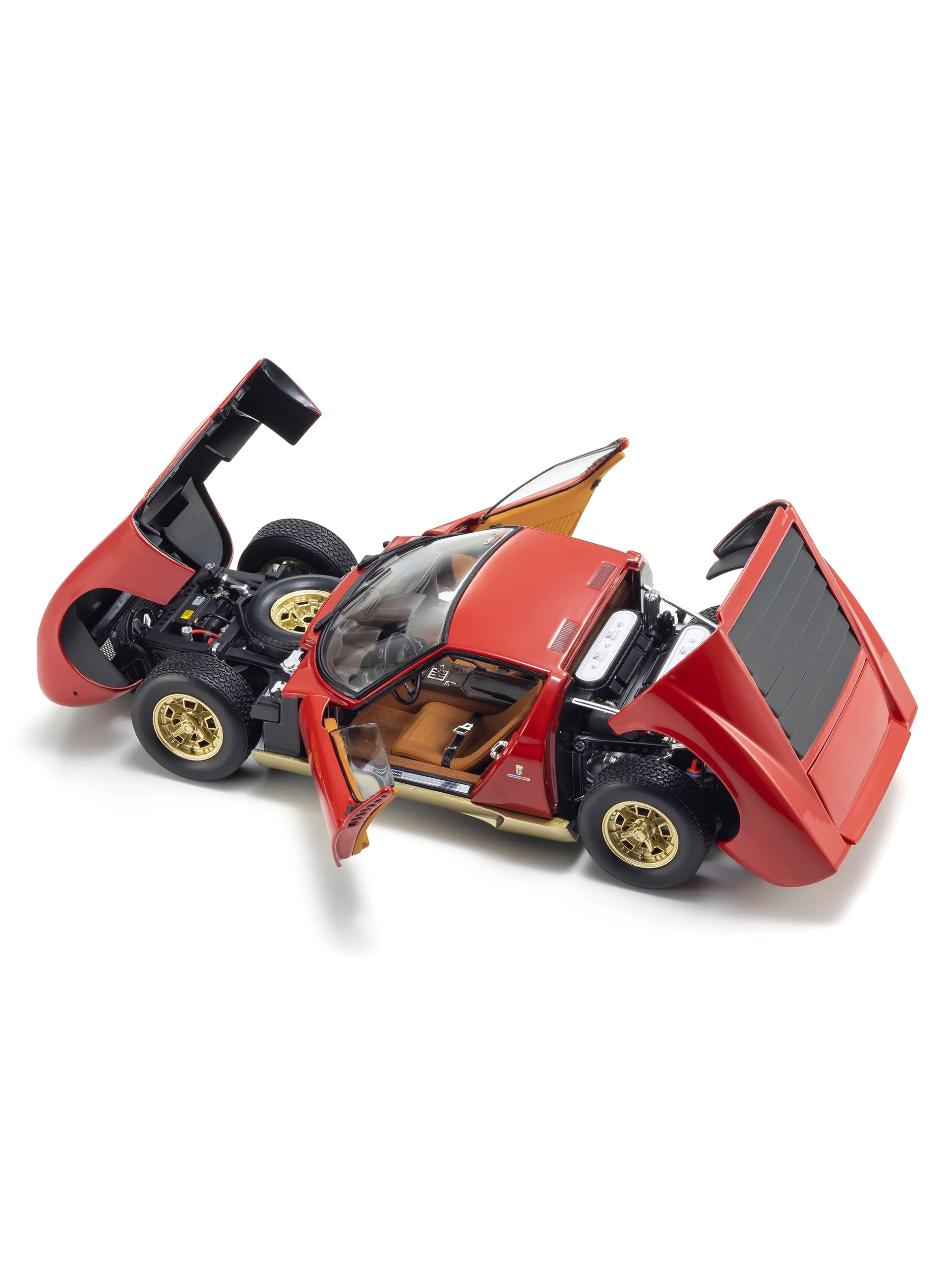 Red and gold Miura P400 model car, scale 1:18 - Image 4
