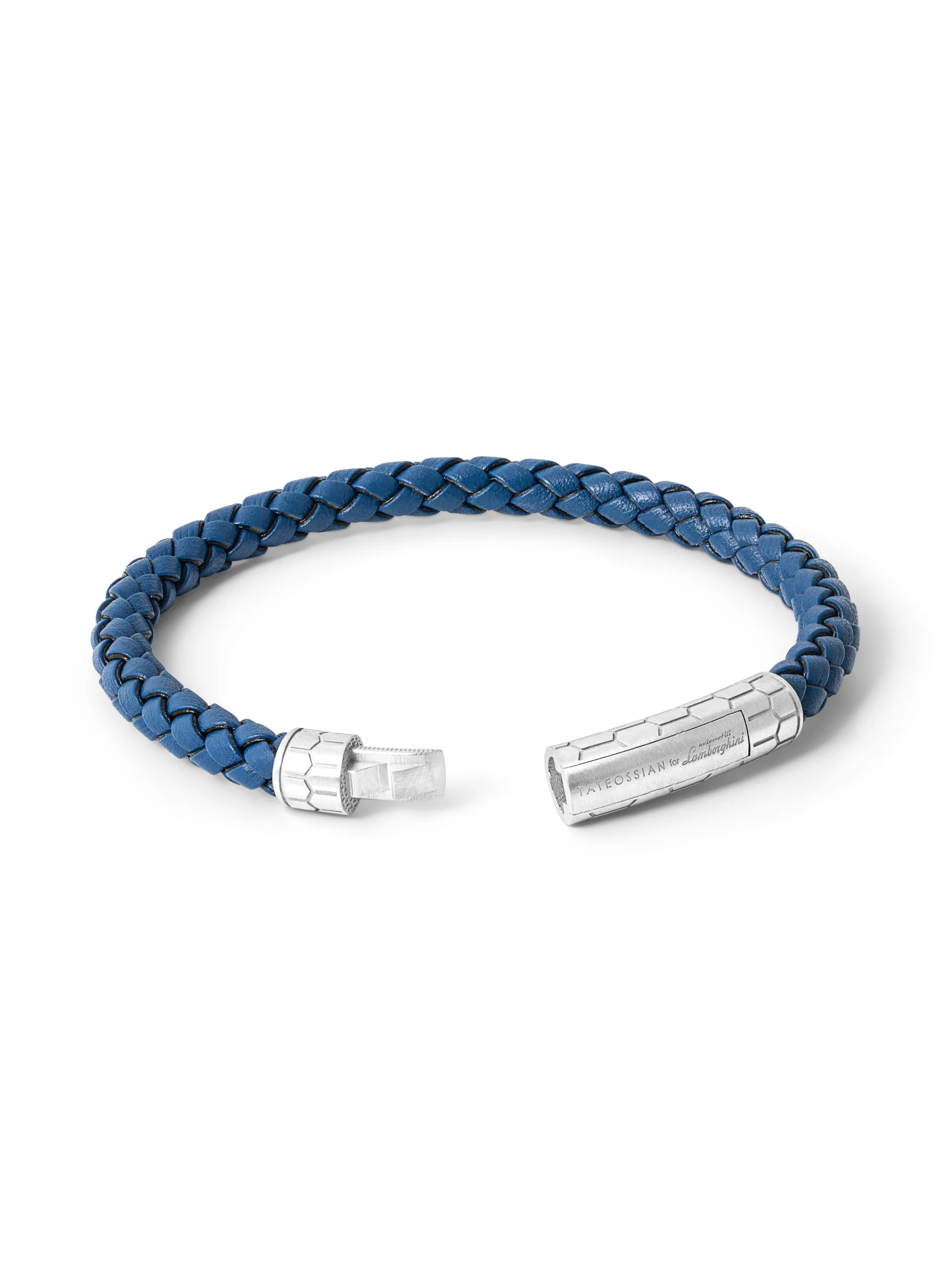 Rhodium and blue leather bracelet - Image 3